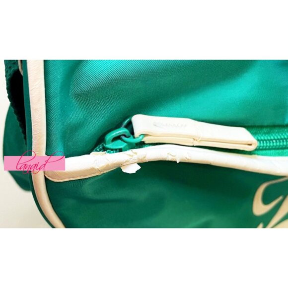 VINTAGE Puma Shoulder Bag Crossbody Green Ivory Bookbag Gym Weekend Zip Tote - Picture 5 of 15